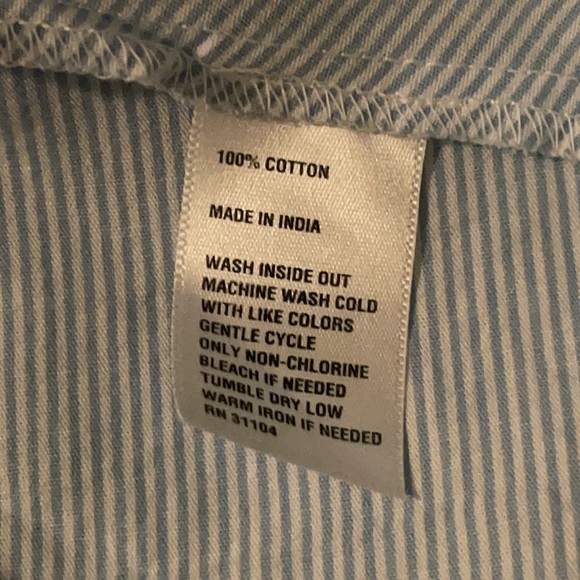 Crown & Ivy Button Up Shirt Sz L Blue White  Pinstripe Drawstring Waist NWT - Picture 14 of 15